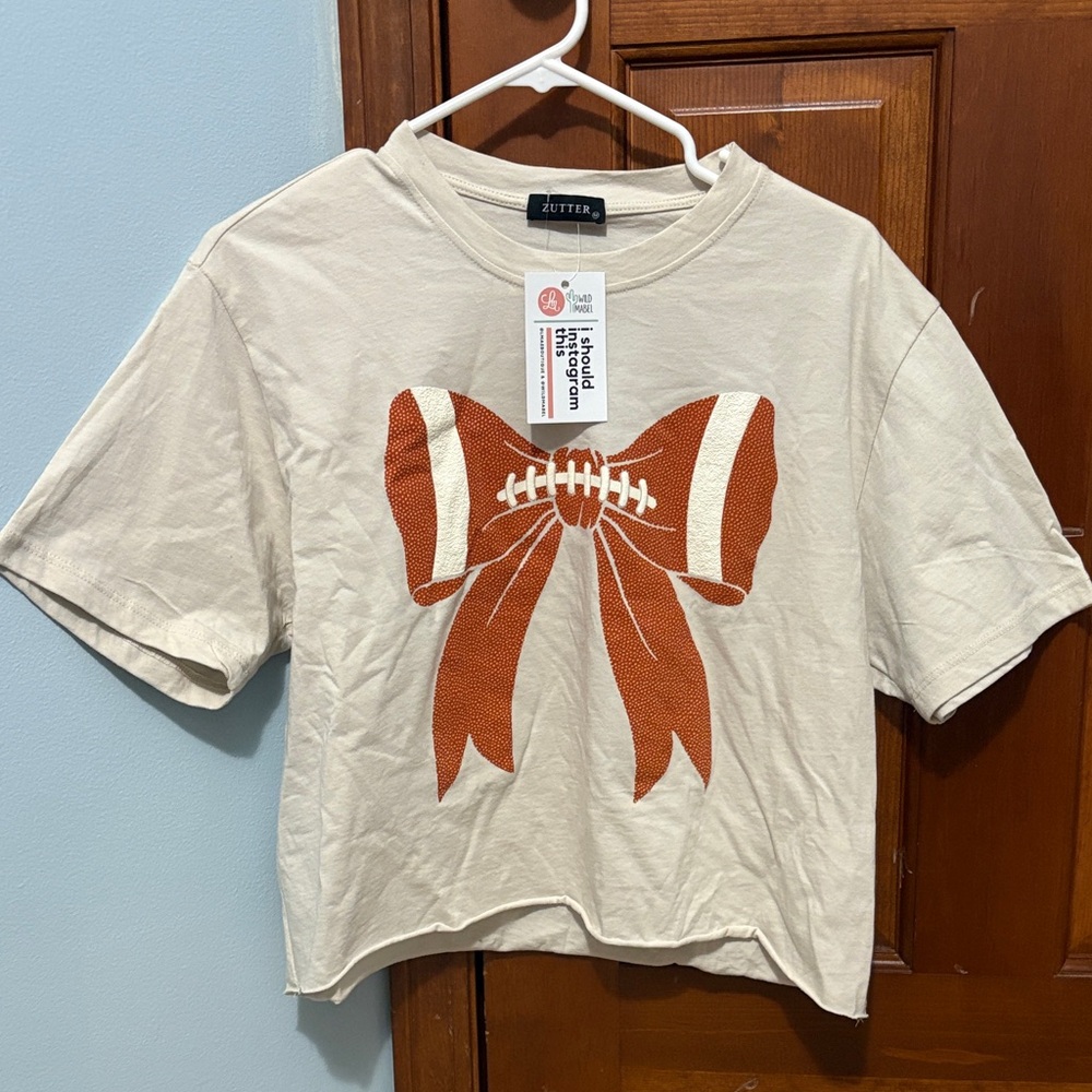 L.Mae Boutique | Football Bow Graphic T-Shirt